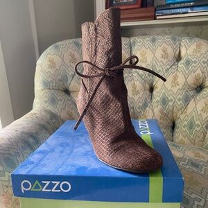 Ankle high brown leather boots